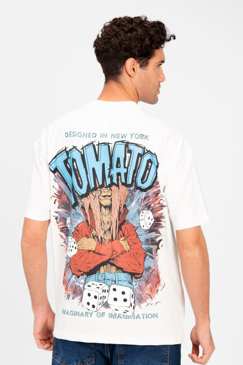 تي شيرت رجالي بقصّة عادية وطبعة جرافيكية للطماطم