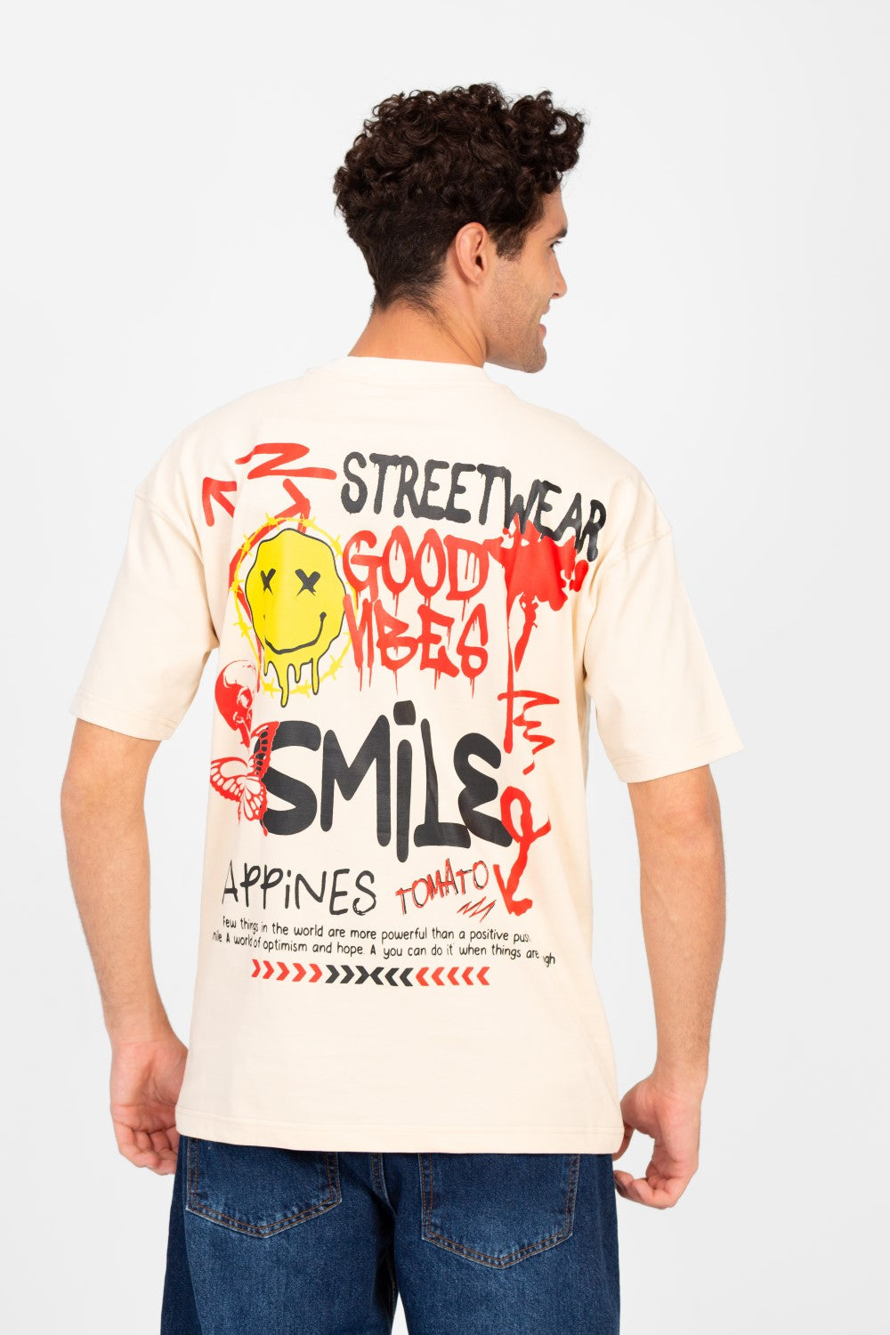 تي شيرت رجالي دائري مطبوع بقصّة عادية