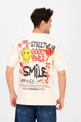 تي شيرت رجالي دائري مطبوع بقصّة عادية