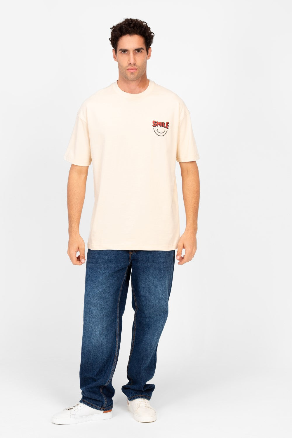 تي شيرت رجالي دائري مطبوع بقصّة عادية