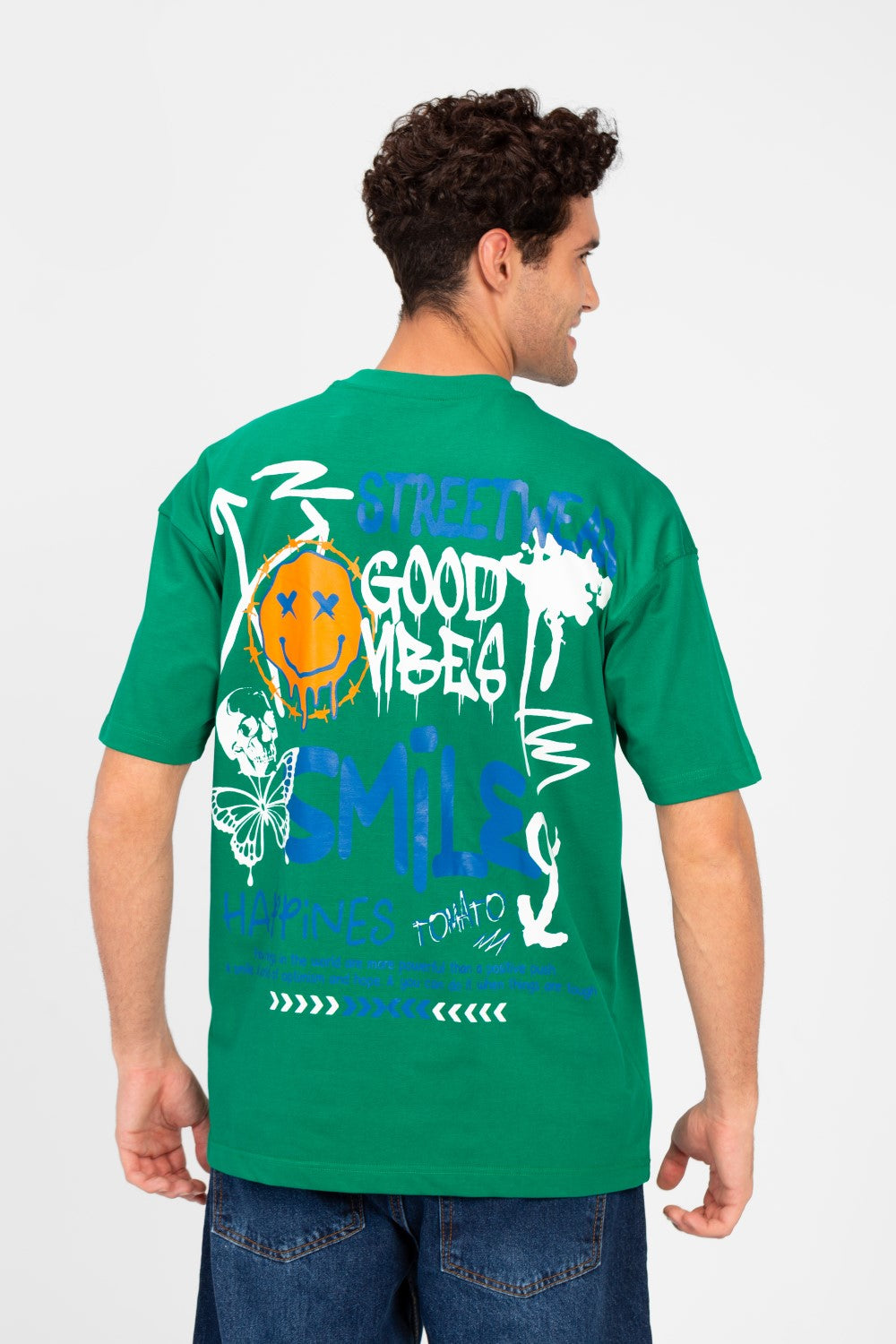 تي شيرت رجالي دائري مطبوع بقصّة عادية