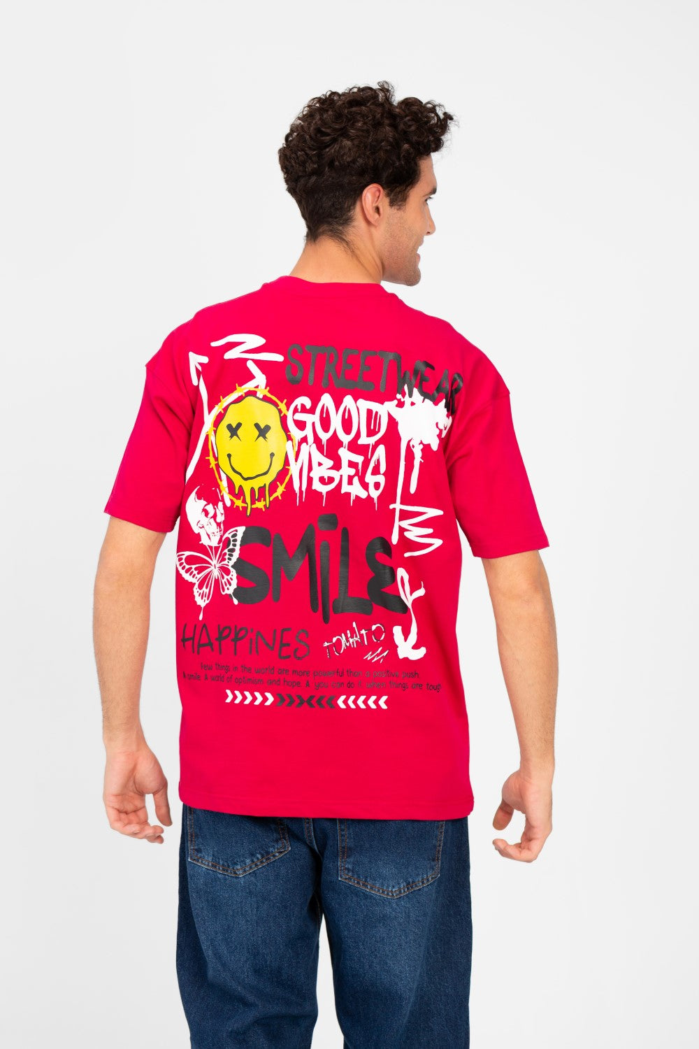 تي شيرت رجالي دائري مطبوع بقصّة عادية