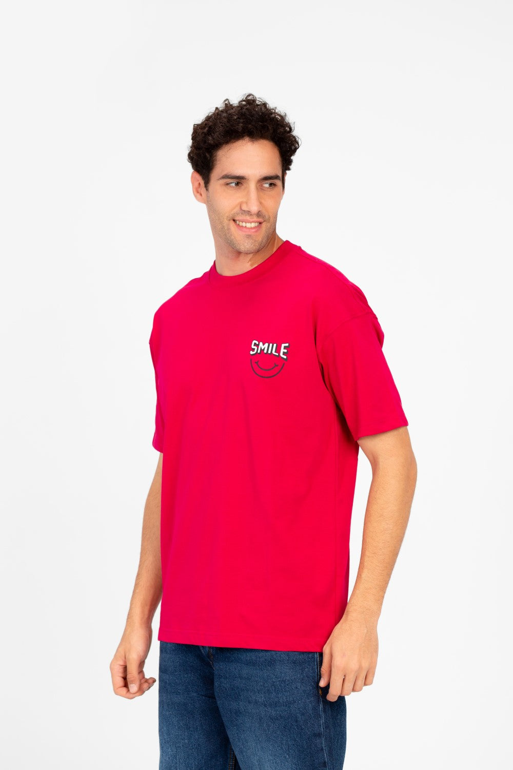 تي شيرت رجالي دائري مطبوع بقصّة عادية