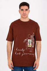 Mens Oversize Round Neck T-shirt With Short Sleeves And Full Print