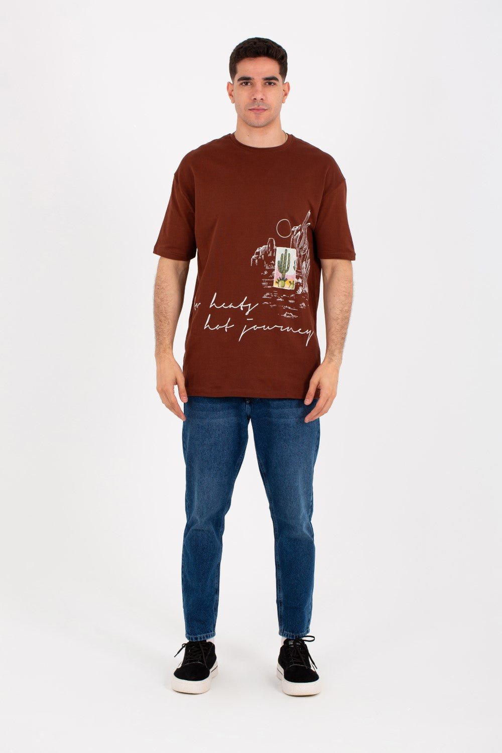 Mens Oversize Round Neck T-shirt With Short Sleeves And Full Print