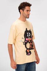 Men's Oversized Crew Neck Front Print Half Sleeve T-Shirt