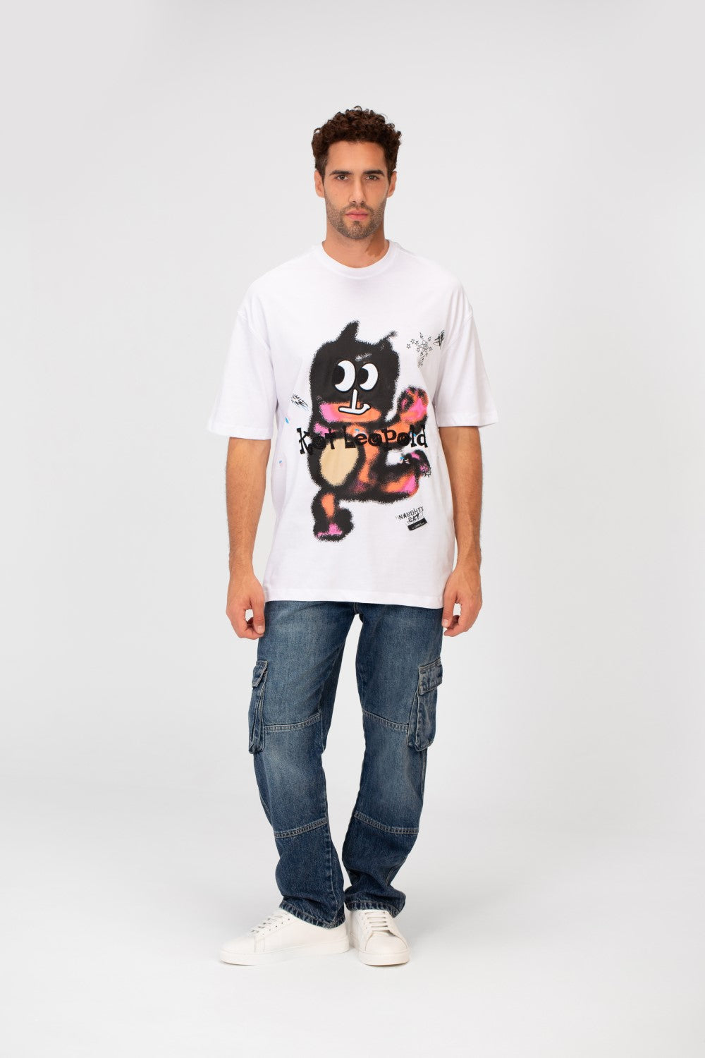 Men's Oversized Crew Neck Front Print Half Sleeve T-Shirt