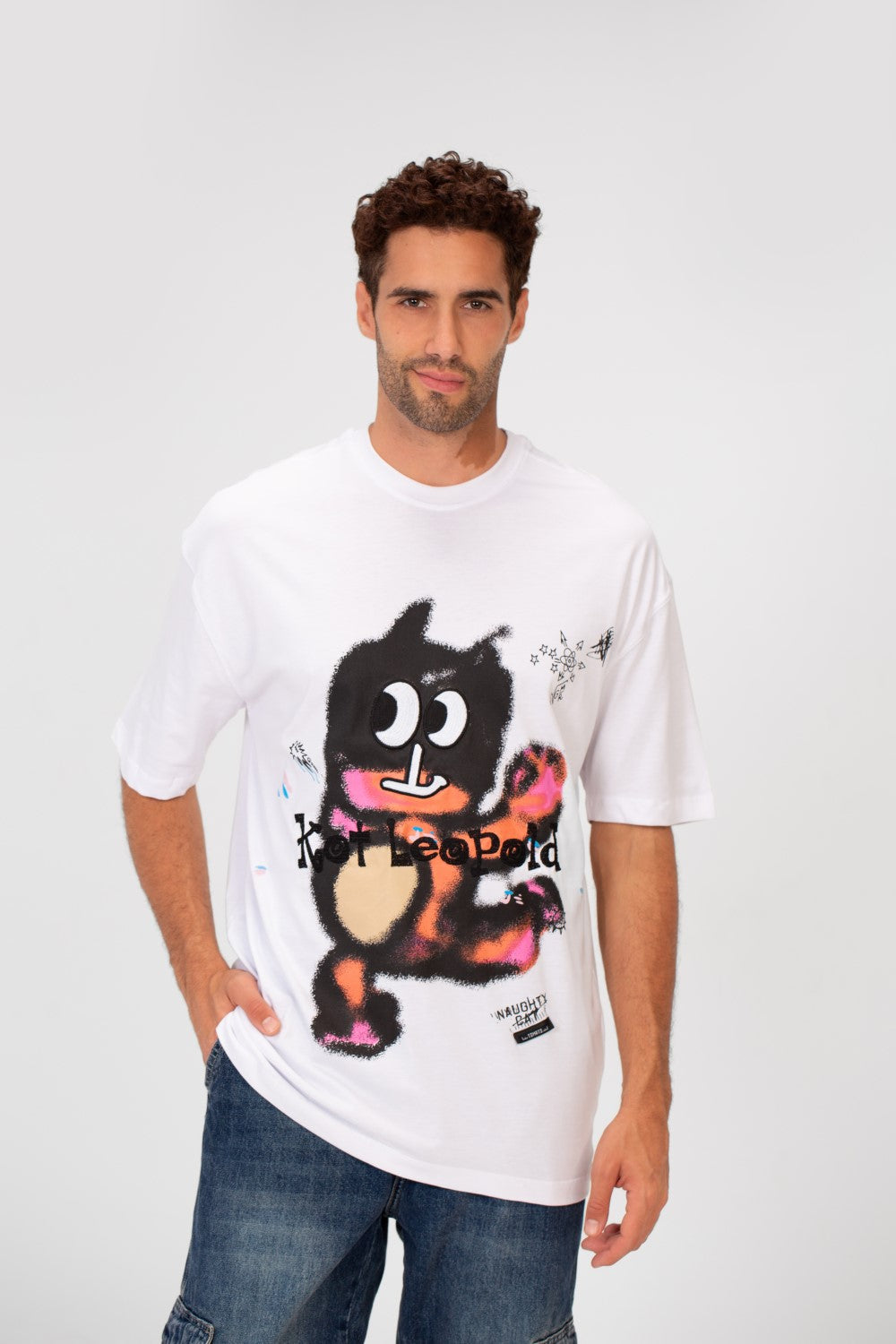 Men's Oversized Crew Neck Front Print Half Sleeve T-Shirt