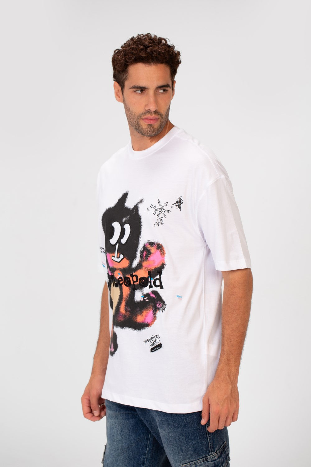 Men's Oversized Crew Neck Front Print Half Sleeve T-Shirt