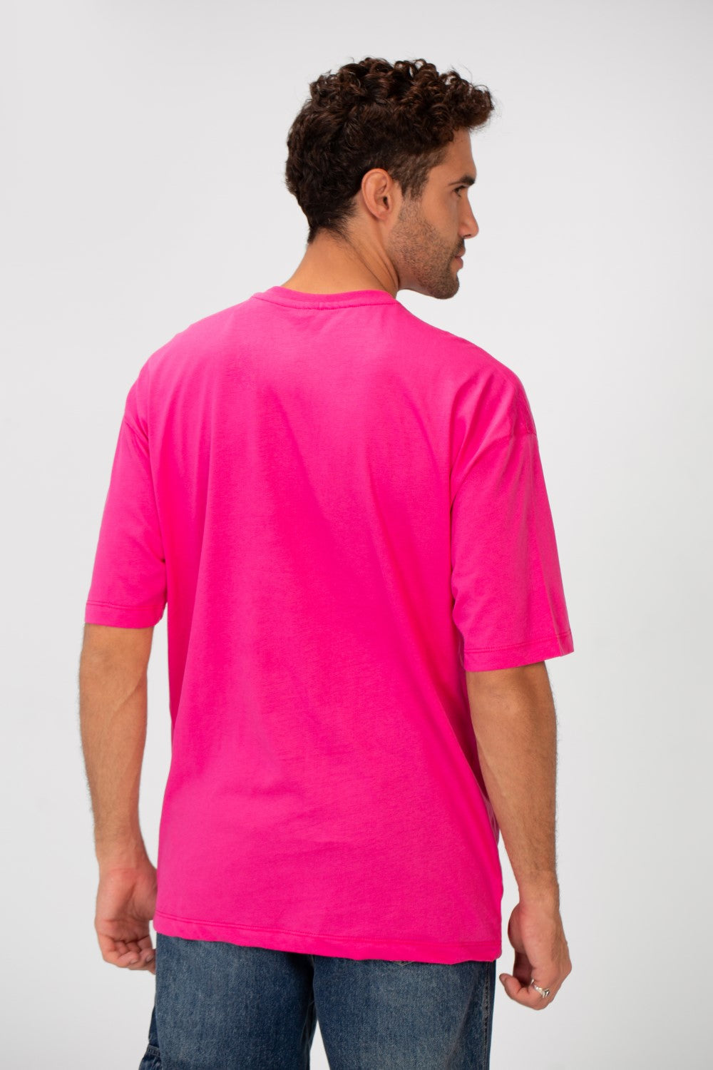 Men's Oversized Crew Neck Front Print Half Sleeve T-Shirt