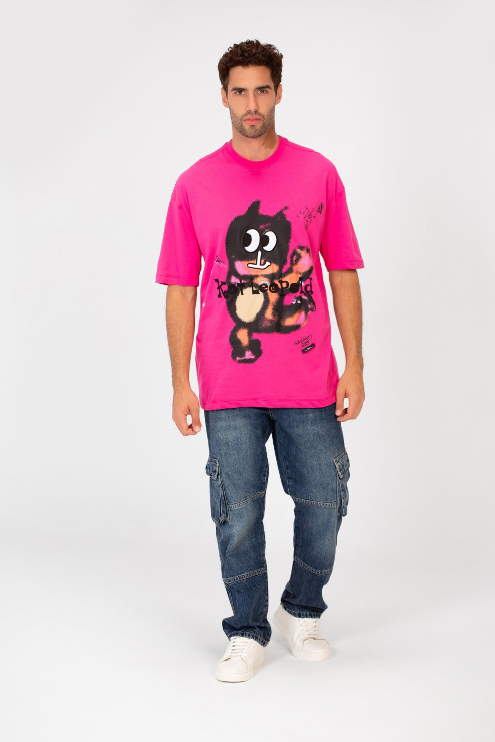 Men's Oversized Crew Neck Front Print Half Sleeve T-Shirt