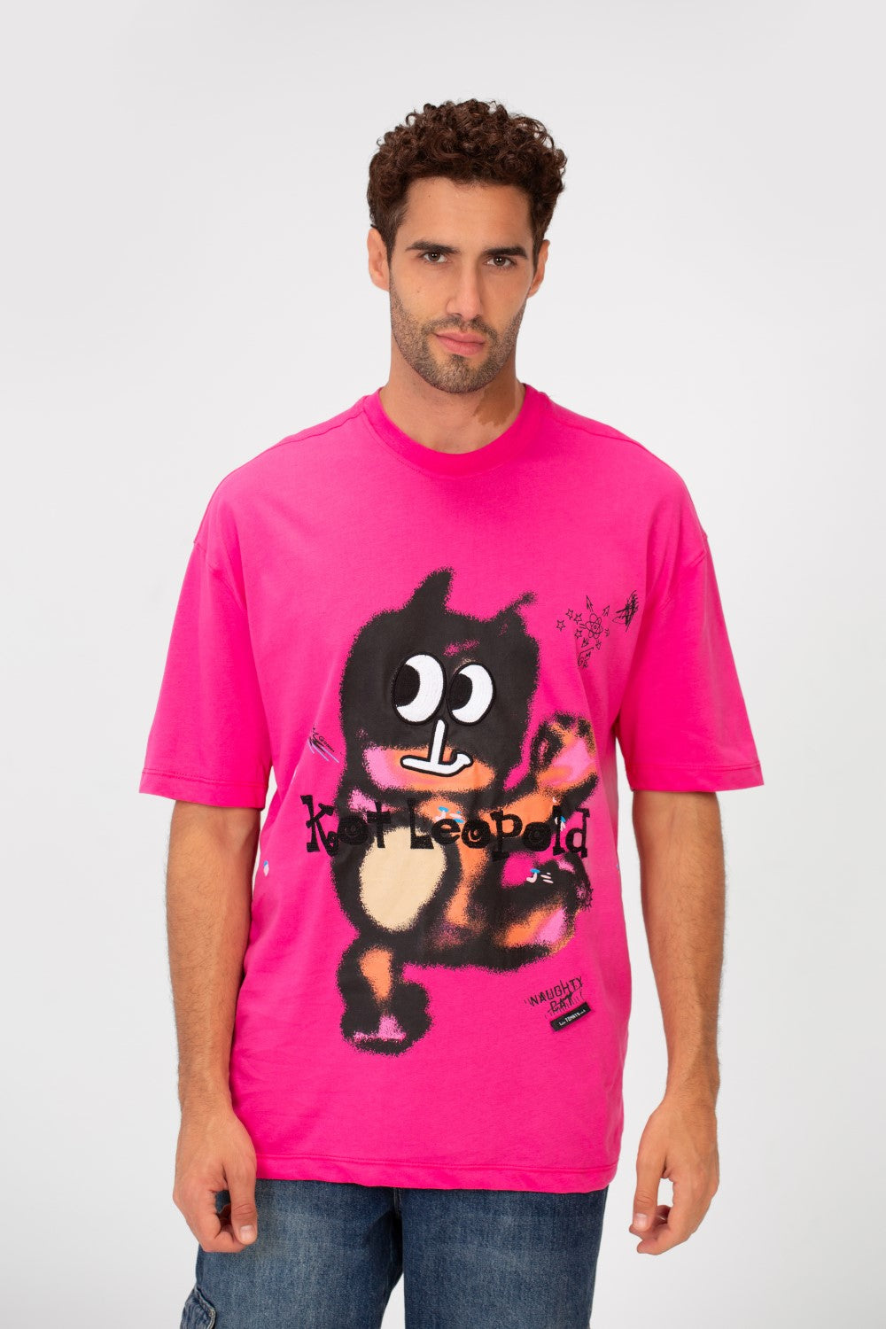 Men's Oversized Crew Neck Front Print Half Sleeve T-Shirt