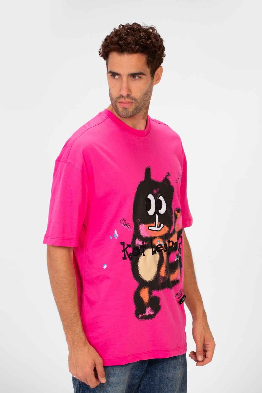 Men's Oversized Crew Neck Front Print Half Sleeve T-Shirt