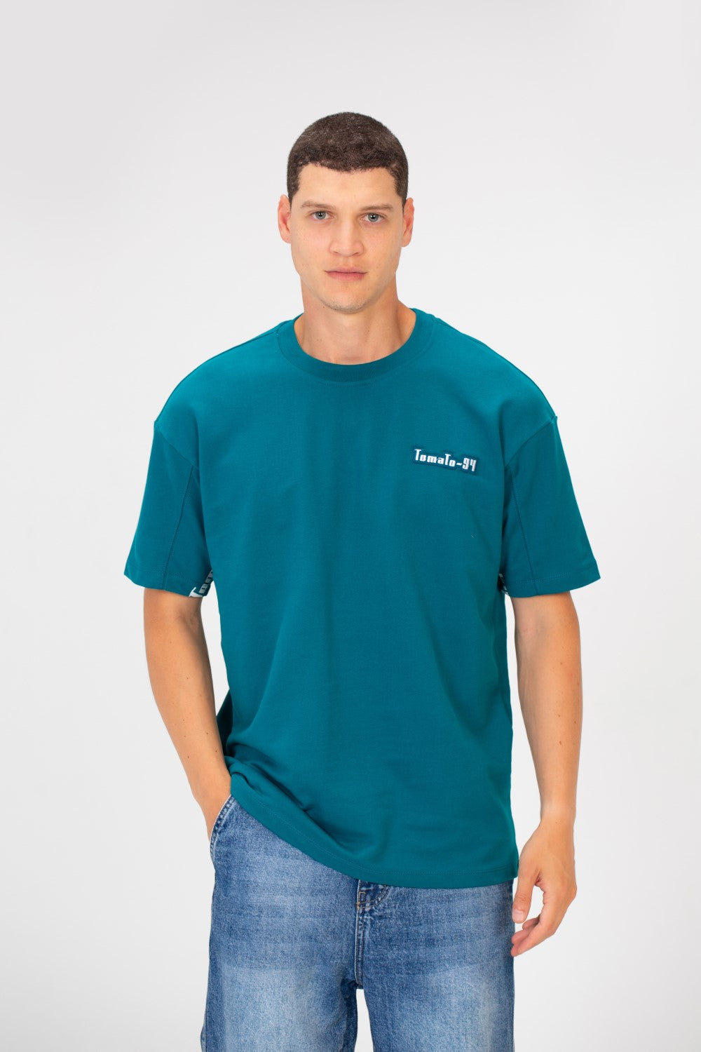 تي شيرت ميلتون صيفي رجالي بقصّة عادية وأكمام قصيرة وطبعة طماطم في الأمام