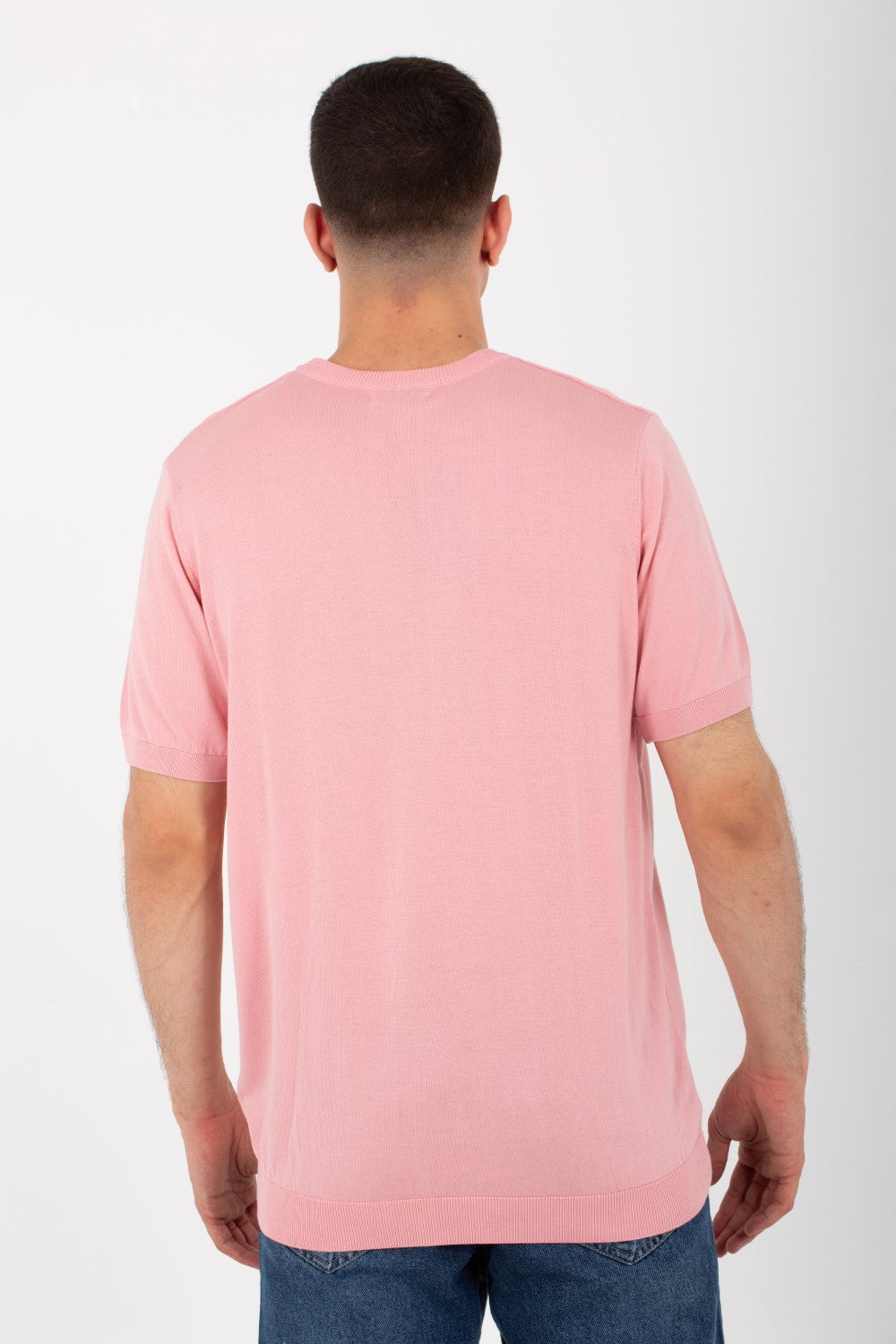 Mens Basic Plain Trico T-shirt With Round Neck And Short Sleeves