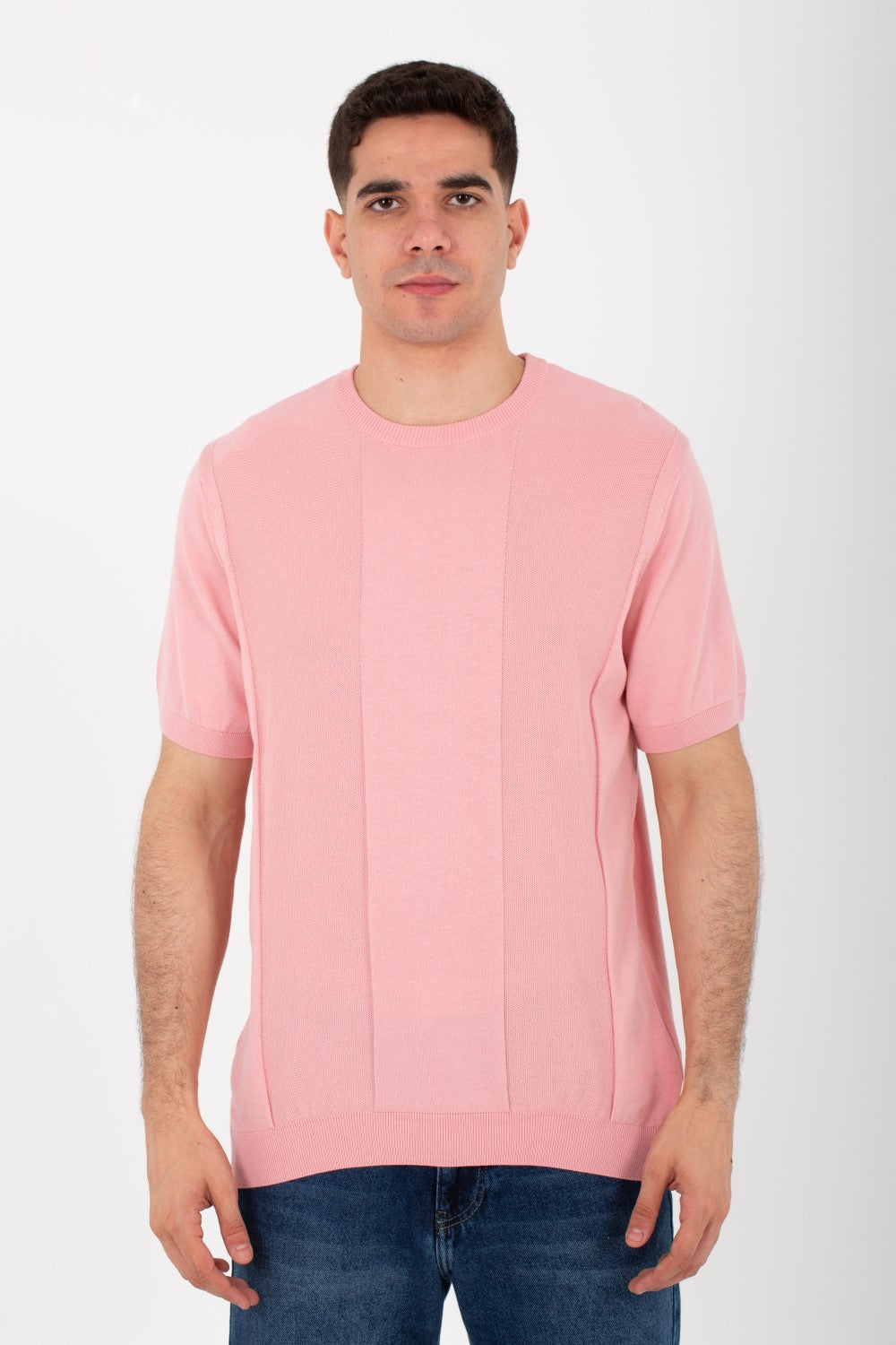 Mens Basic Plain Trico T-shirt With Round Neck And Short Sleeves