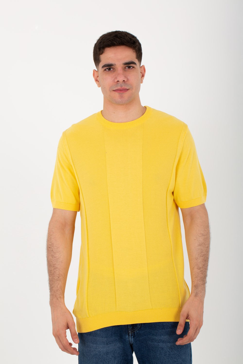 Mens Basic Plain Trico T-shirt With Round Neck And Short Sleeves