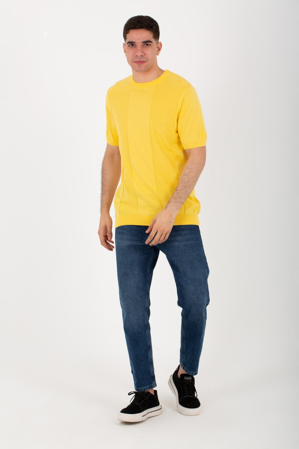 Mens Basic Plain Trico T-shirt With Round Neck And Short Sleeves