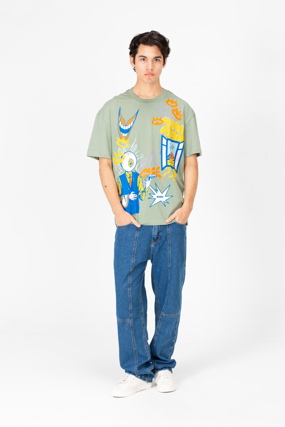 Men's Oversized Printed Crew Neck T-Shirt