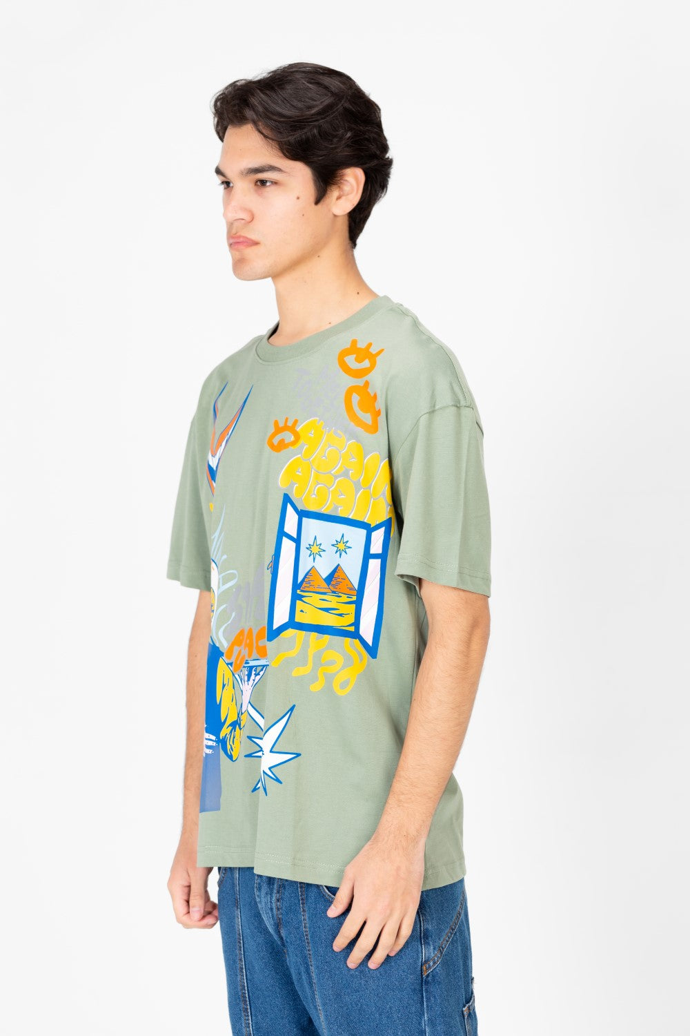 Men's Oversized Printed Crew Neck T-Shirt