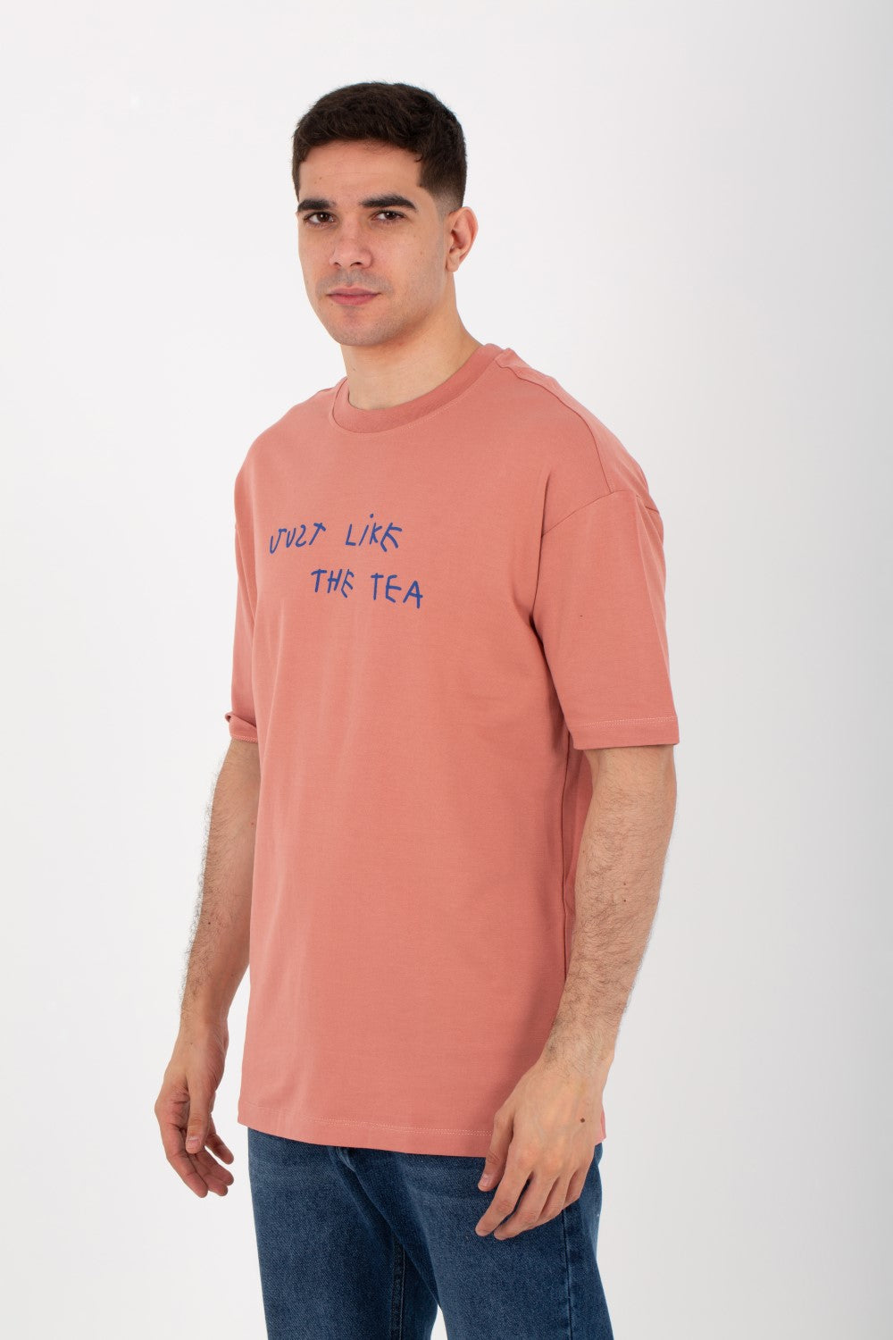 Mens Oversize Short-Sleeved Printed T-shirt Made Of Summer Melton Material