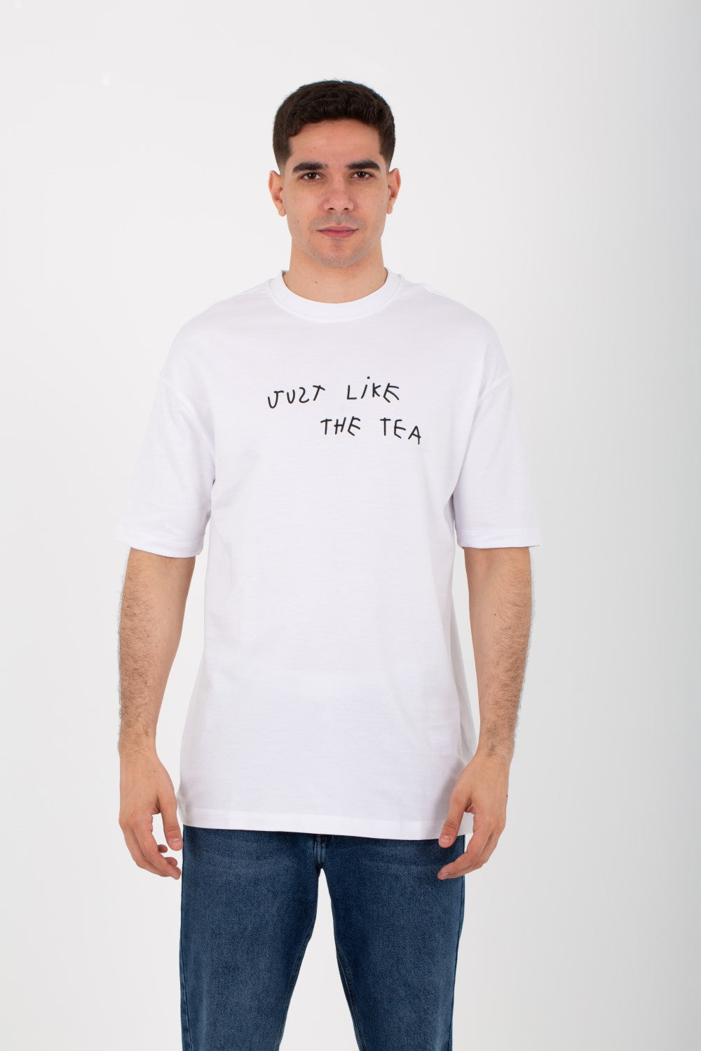 Mens Oversize Short-Sleeved Printed T-shirt Made Of Summer Melton Material