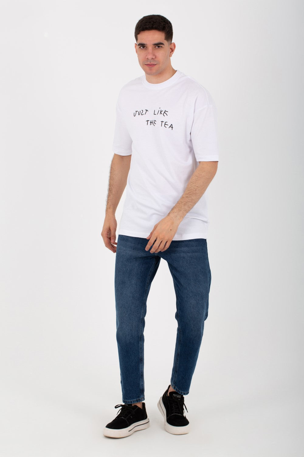 Mens Oversize Short-Sleeved Printed T-shirt Made Of Summer Melton Material