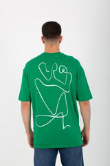 Mens Oversize Round T-shirt With Front And Back Print And Summer Melton Material