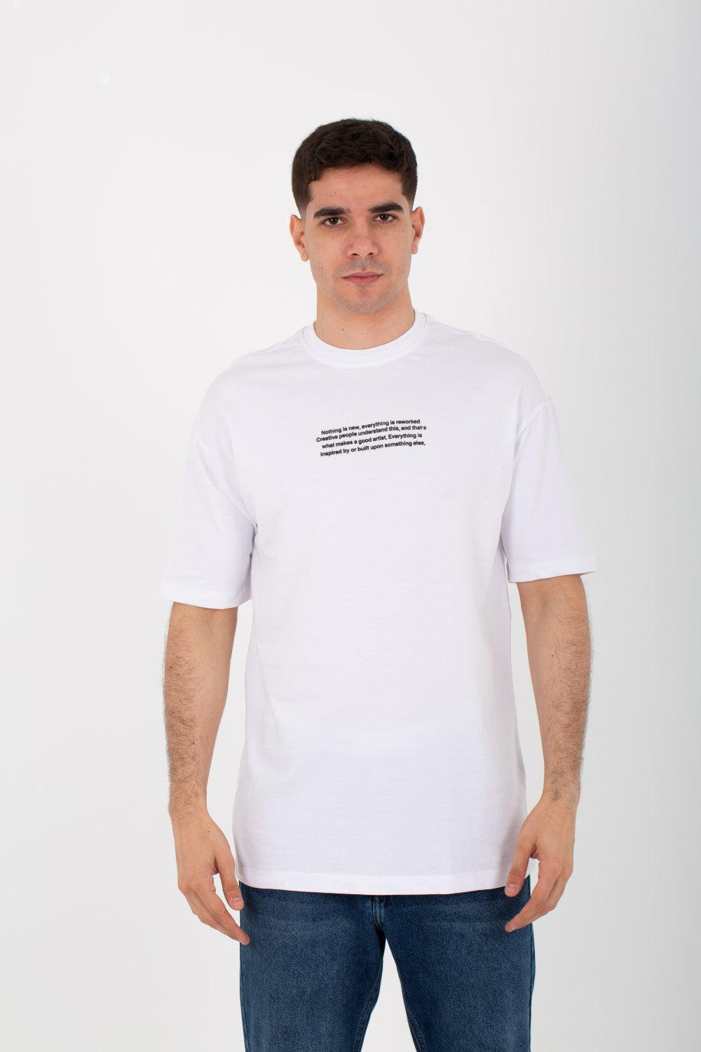 Mens Oversize Round T-shirt With Front And Back Print And Summer Melton Material