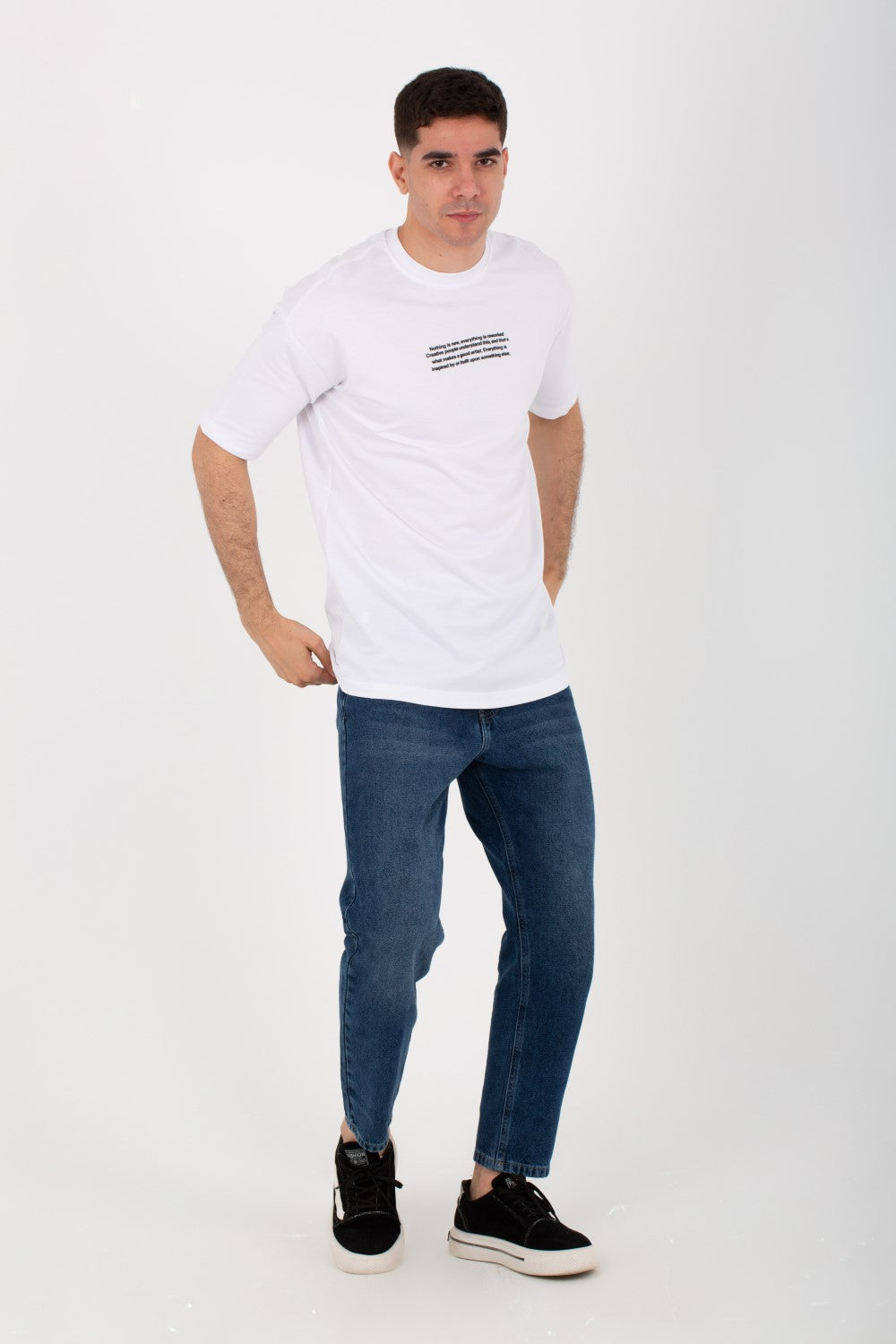 Mens Oversize Round T-shirt With Front And Back Print And Summer Melton Material