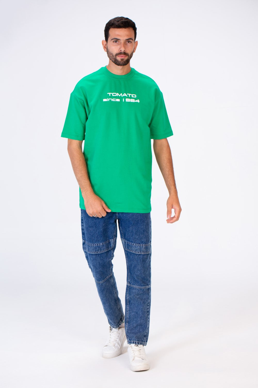 Men's Oversize T-shirt With A Round Neck And Tomato Print On The Front