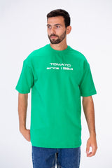 Men's Oversize T-shirt With A Round Neck And Tomato Print On The Front