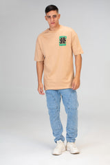 Mens Oversize Half Sleeve T-shirt With A Round Neck And A Print On The Front And Back