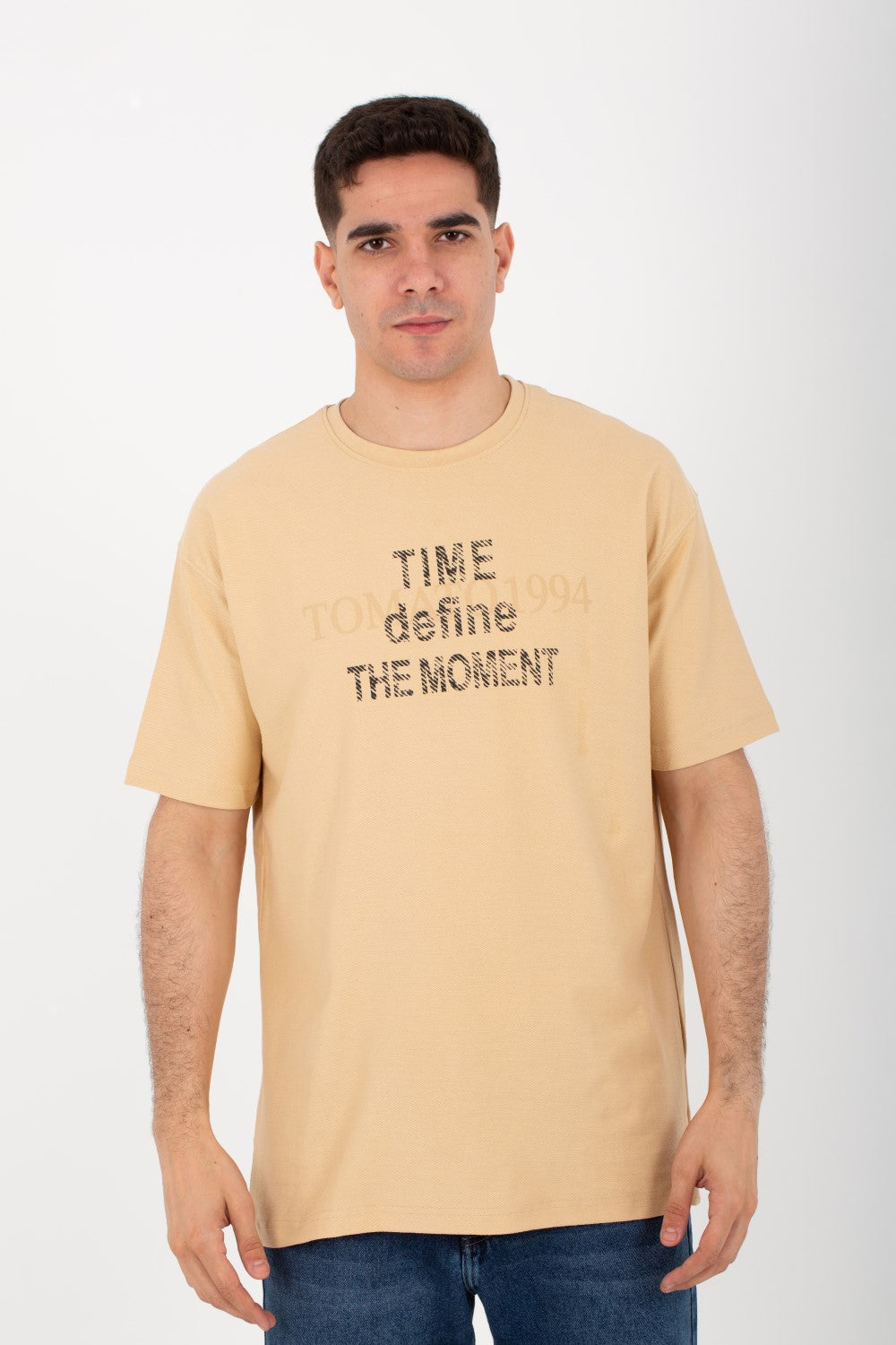 Mens Oversize T-shirt Printed On The Front And Back With A Round Neck