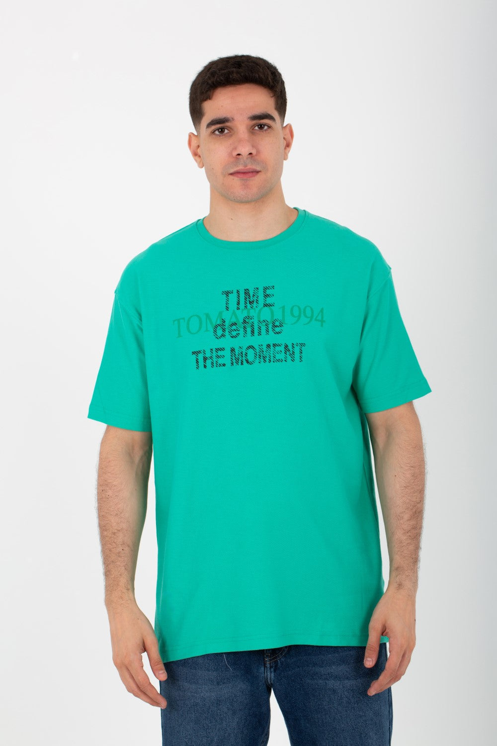 Mens Oversize T-shirt Printed On The Front And Back With A Round Neck