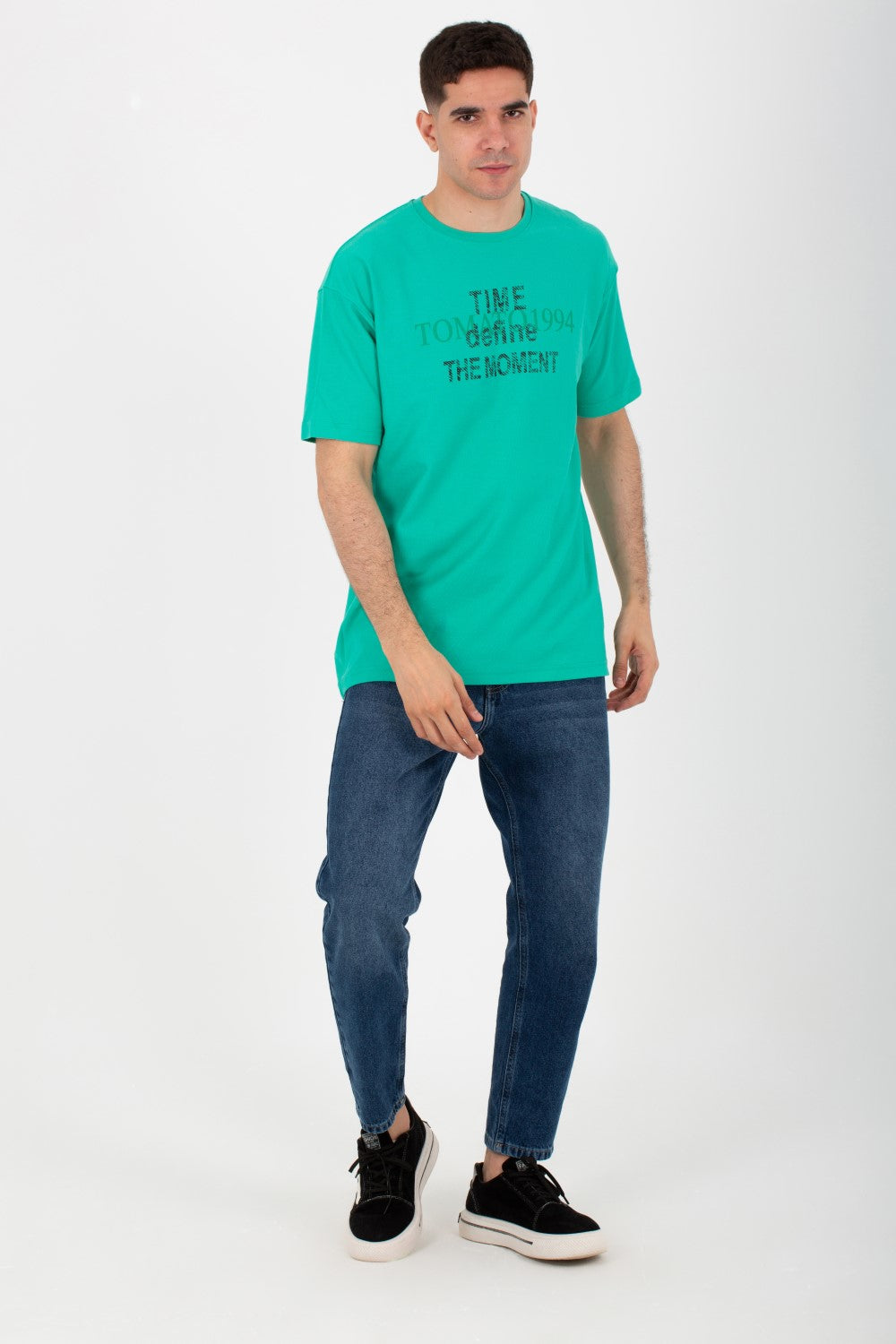 Mens Oversize T-shirt Printed On The Front And Back With A Round Neck
