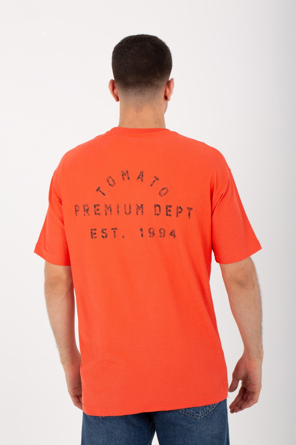 Mens Oversize T-shirt Printed On The Front And Back With A Round Neck