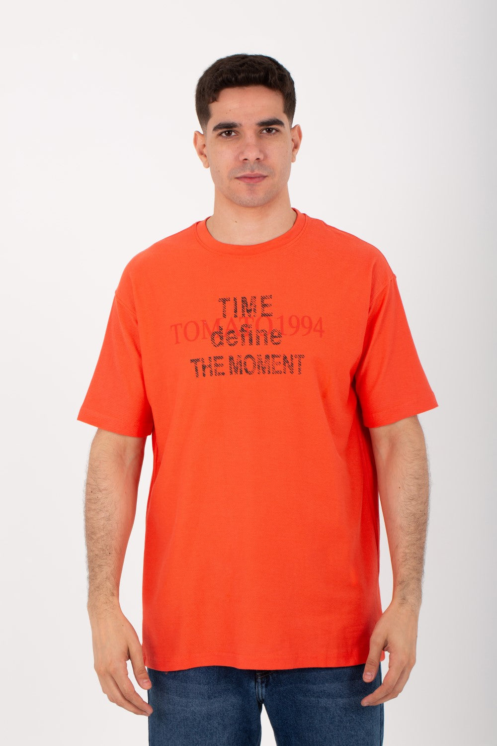 Mens Oversize T-shirt Printed On The Front And Back With A Round Neck