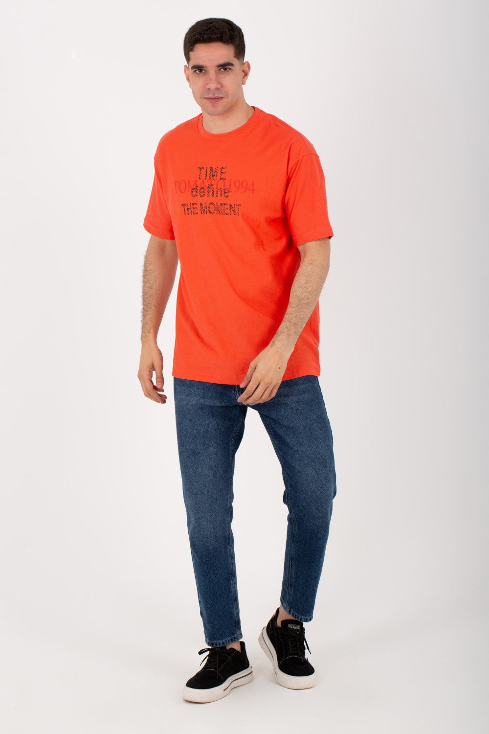 Mens Oversize T-shirt Printed On The Front And Back With A Round Neck