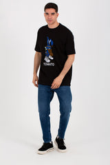 Mens Oversize Round T-shirt With Tomato Print On The Front