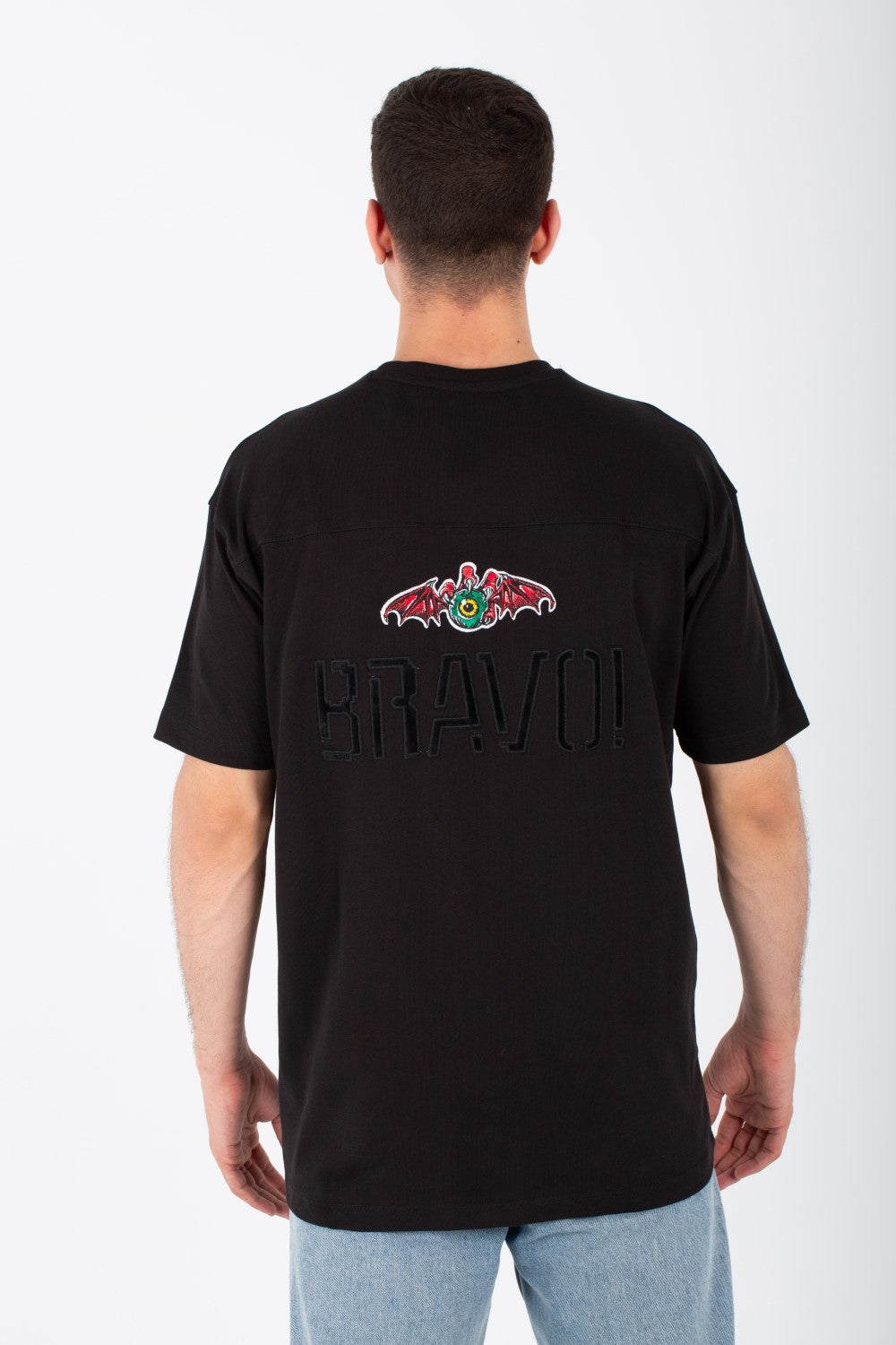 Mens Oversize T-shirt With Bravo Print On The Back And Comfortable Cotton Material