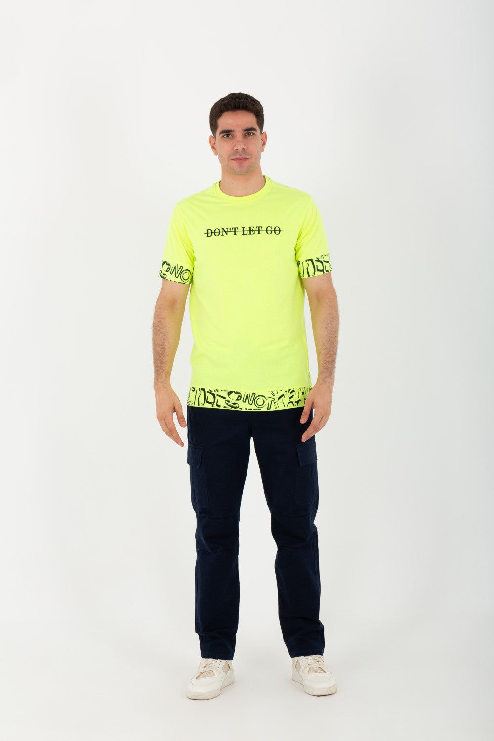 Mens Oversize Round Neck T-shirt With Don't Let Go Print