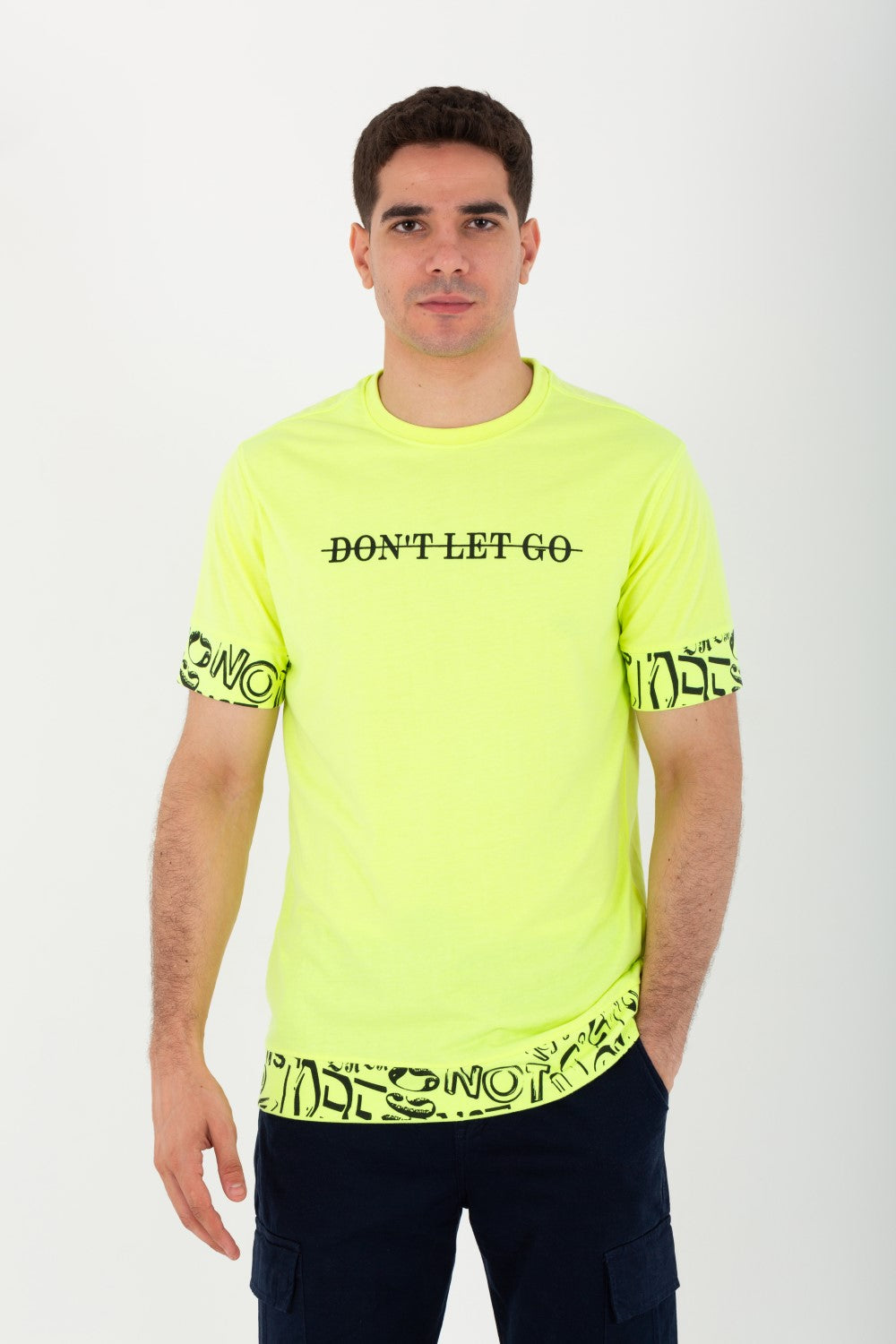 Mens Oversize Round Neck T-shirt With Don't Let Go Print