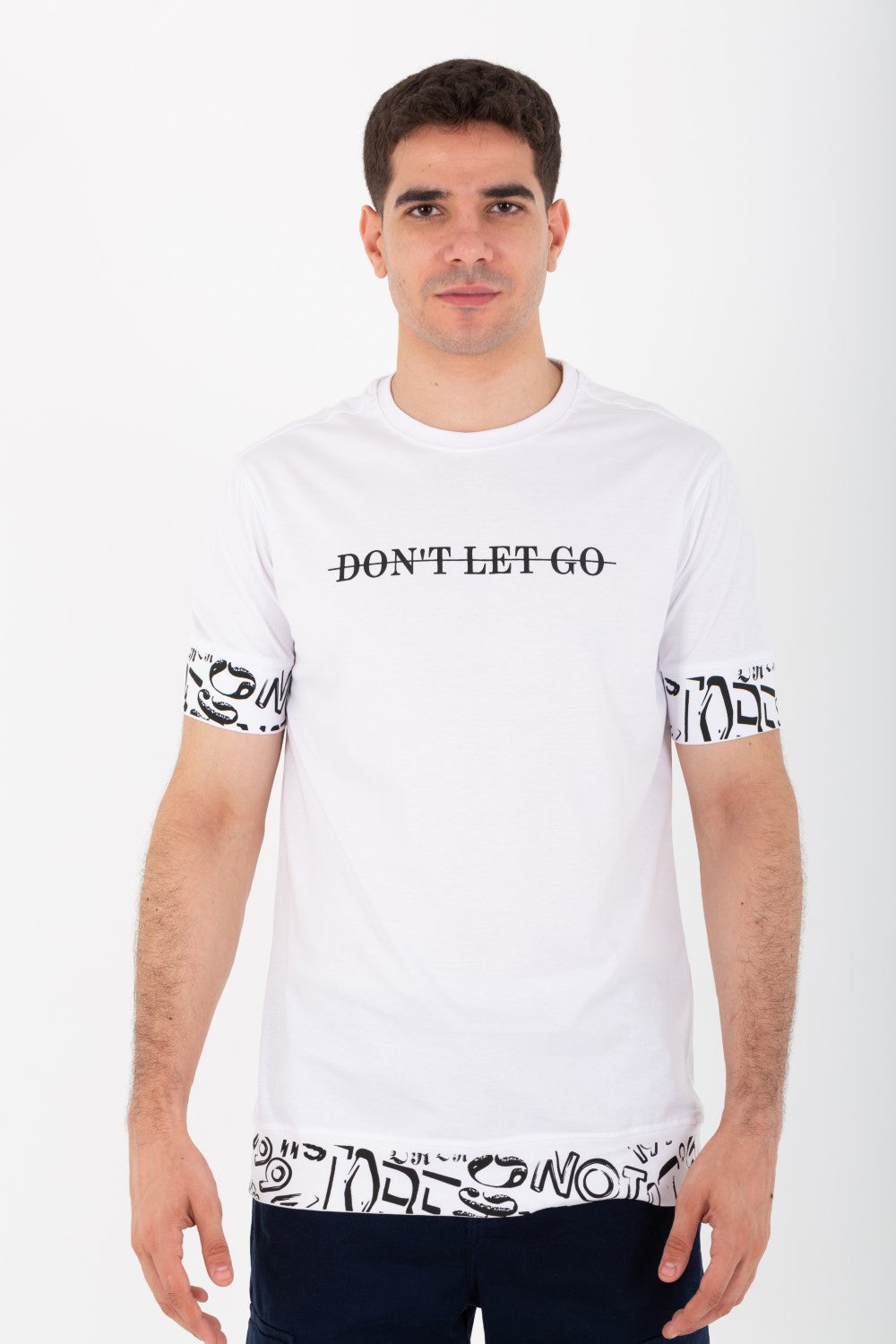Mens Oversize Round Neck T-shirt With Don't Let Go Print