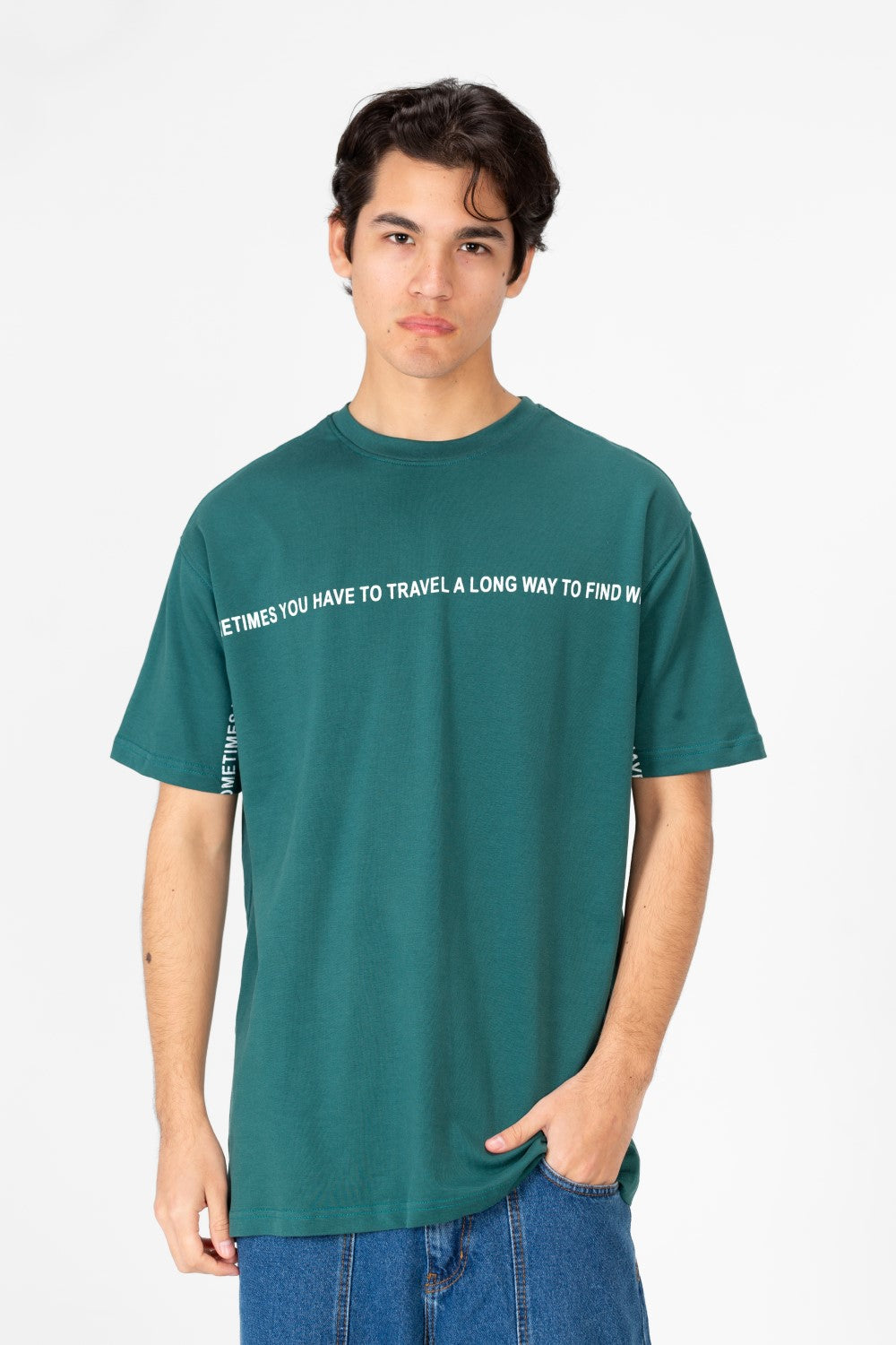 Men's Oversized Half Sleeves T-shirt With Front Text Print