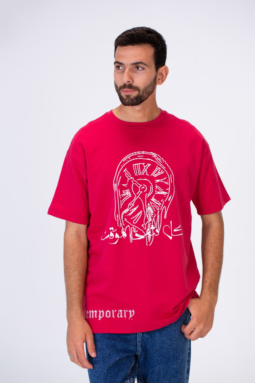 Men's Oversized Round Neck T-shirt Printed On The Front And Back