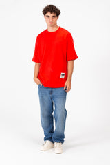 Men's Tomato Oversized Summer Melton Short Sleeves T-Shirt With Back Text Print