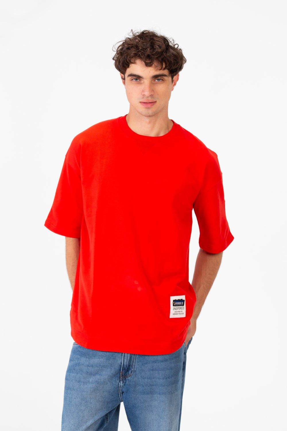 Men's Tomato Oversized Summer Melton Short Sleeves T-Shirt With Back Text Print