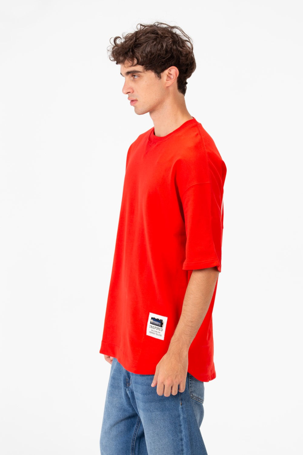 Men's Tomato Oversized Summer Melton Short Sleeves T-Shirt With Back Text Print