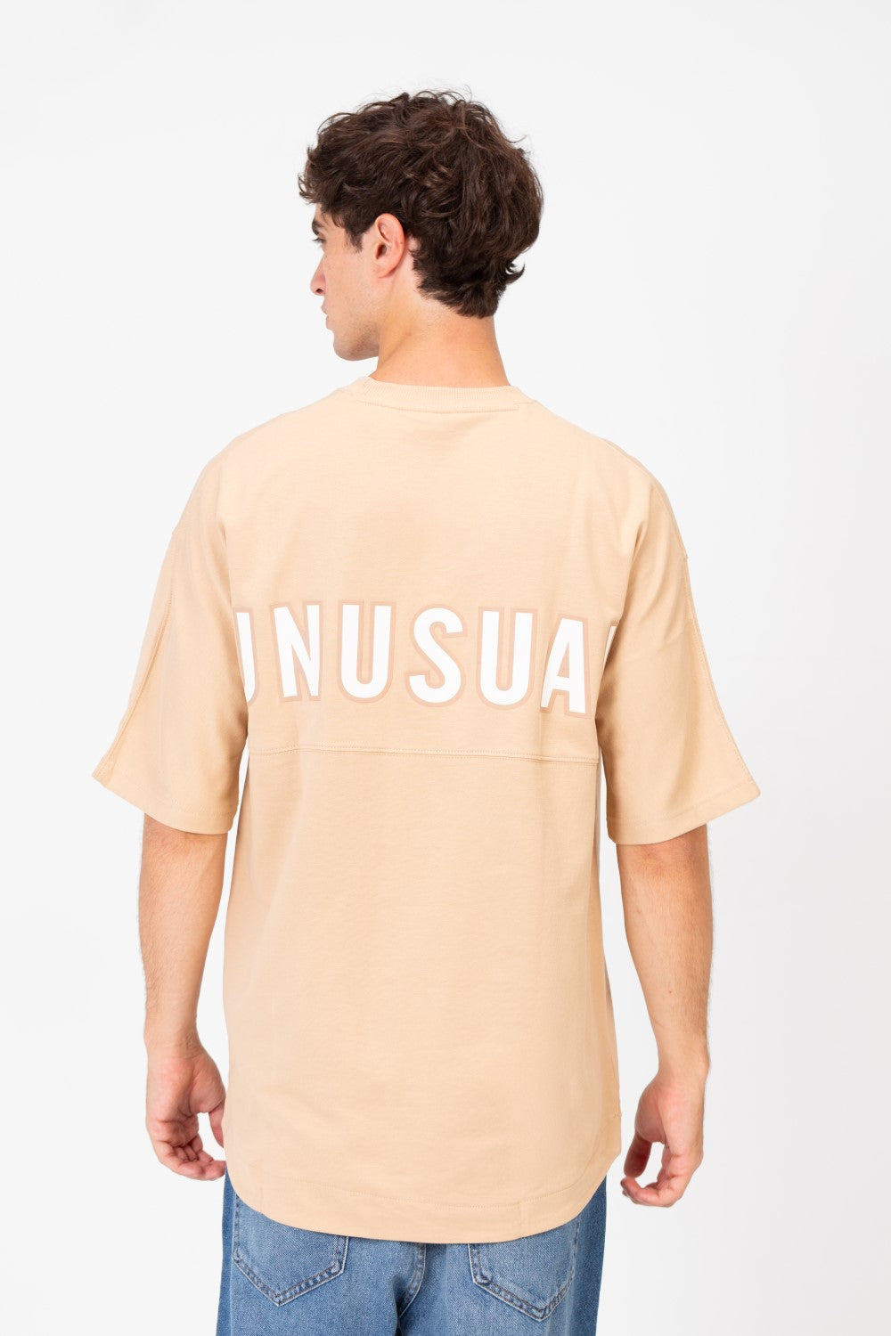 Men's Tomato Oversized Summer Melton Short Sleeves T-Shirt With Back Text Print